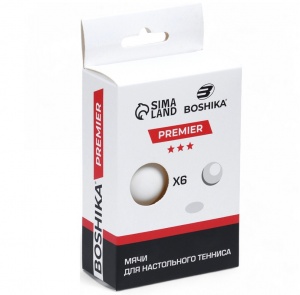 Мячи для настольного тенниса BOSHIKA Premier 3*** (6шт)