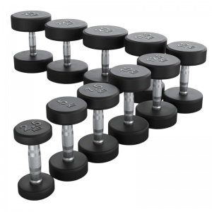 Ряд гантелей круглых UNIX Fit обрезиненные DBRND2_5/25PBK от 2,5 до 25 кг